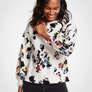 NWT Ann Taylor Floral Lantern Sleeve Sweatshirt